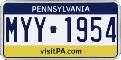 PA license plate MYY1954