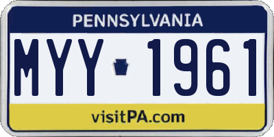 PA license plate MYY1961