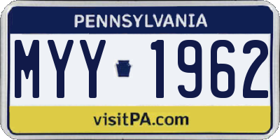 PA license plate MYY1962