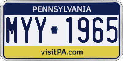 PA license plate MYY1965