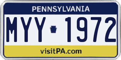PA license plate MYY1972
