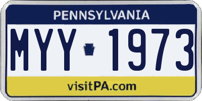 PA license plate MYY1973