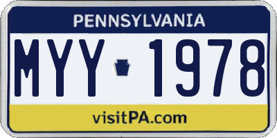 PA license plate MYY1978