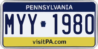PA license plate MYY1980
