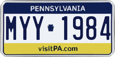PA license plate MYY1984