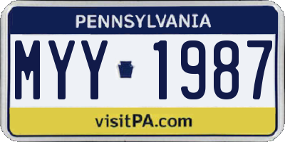 PA license plate MYY1987