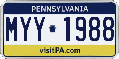 PA license plate MYY1988