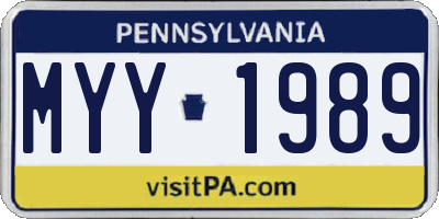 PA license plate MYY1989