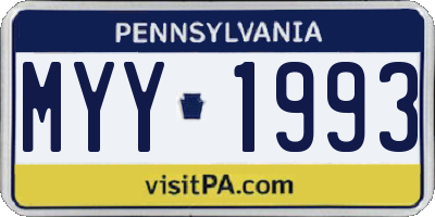 PA license plate MYY1993