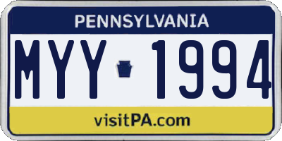 PA license plate MYY1994