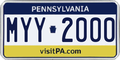 PA license plate MYY2000
