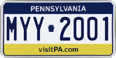 PA license plate MYY2001