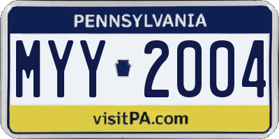 PA license plate MYY2004