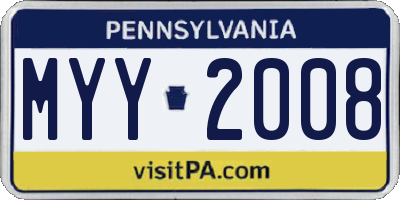 PA license plate MYY2008