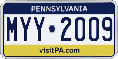 PA license plate MYY2009