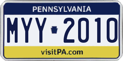 PA license plate MYY2010