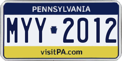 PA license plate MYY2012