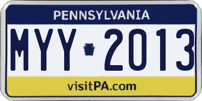 PA license plate MYY2013
