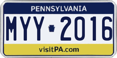 PA license plate MYY2016