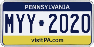 PA license plate MYY2020