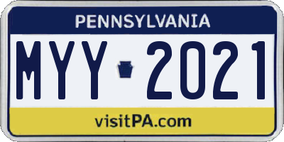 PA license plate MYY2021