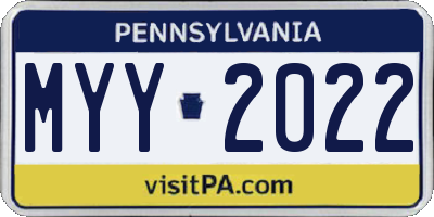 PA license plate MYY2022