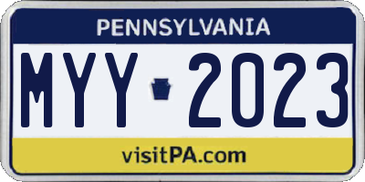 PA license plate MYY2023
