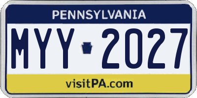 PA license plate MYY2027