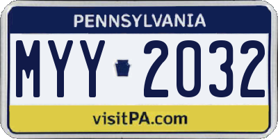 PA license plate MYY2032