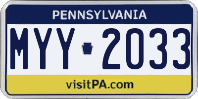 PA license plate MYY2033