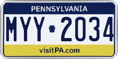 PA license plate MYY2034