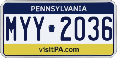 PA license plate MYY2036