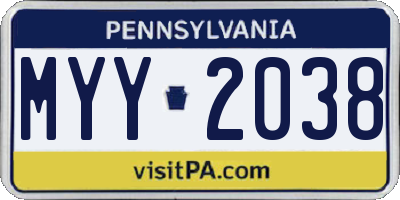 PA license plate MYY2038