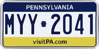 PA license plate MYY2041