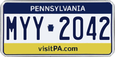 PA license plate MYY2042