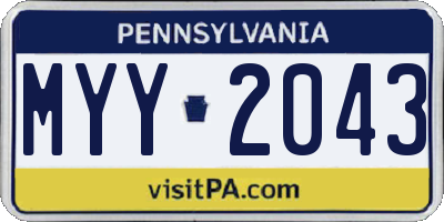 PA license plate MYY2043