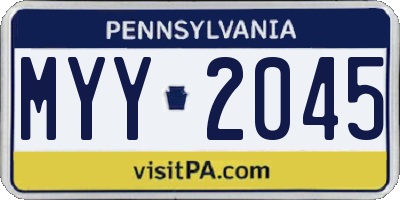 PA license plate MYY2045