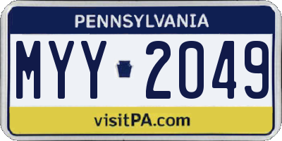 PA license plate MYY2049