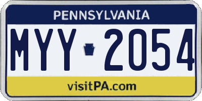 PA license plate MYY2054