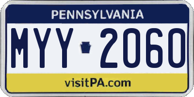 PA license plate MYY2060