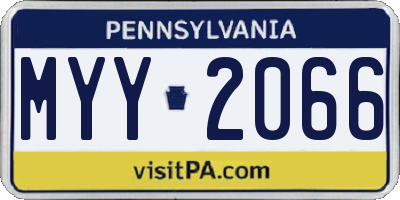 PA license plate MYY2066