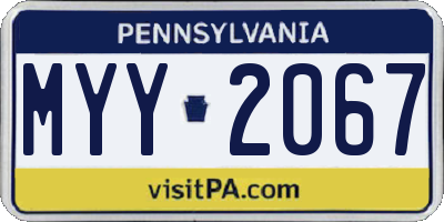 PA license plate MYY2067