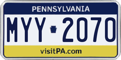PA license plate MYY2070