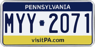 PA license plate MYY2071