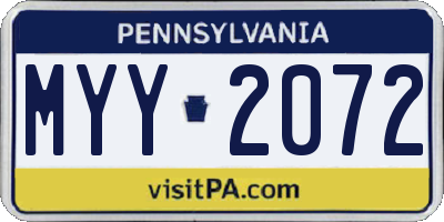PA license plate MYY2072
