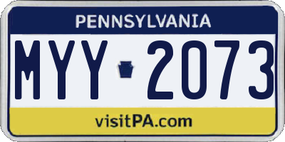 PA license plate MYY2073