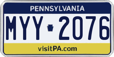 PA license plate MYY2076