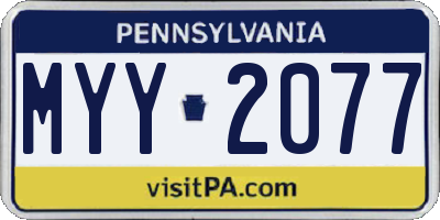 PA license plate MYY2077