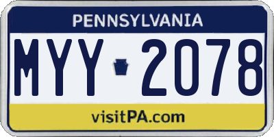 PA license plate MYY2078
