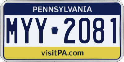 PA license plate MYY2081
